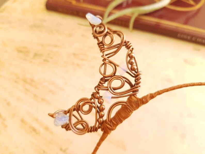 wiccan headpiece Arianrhod || Copper moon headpiece pagan moon accessories moon goddess accessories