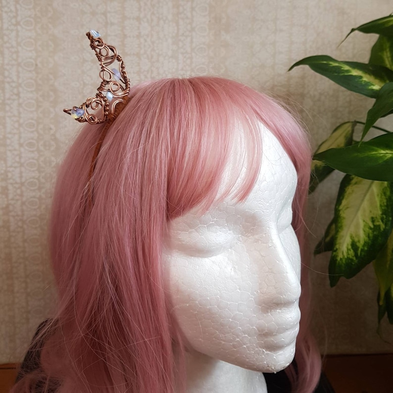 wiccan headpiece Arianrhod || Copper moon headpiece pagan moon accessories moon goddess accessories