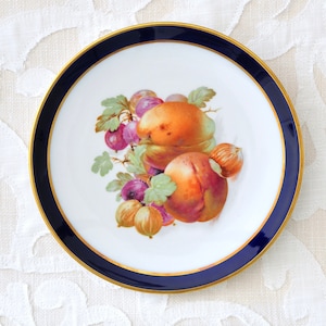 Vintage Golden Crown Plate ECHT GERMANY 24k Gold Rim Blue Rim Lunch Party Gift Presentation / Wood and Sons