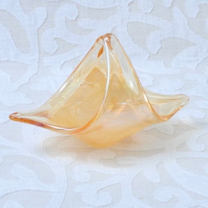 Murano Easter Basket Carnival Gold Mid Century Modern Blown Glass RARE Candy Basket Bride Basket