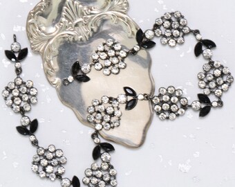 Eslabones de cadena para engarce de joyas, cadena de diamantes de imitación blancos y negros de 14,5 pulgadas de largo