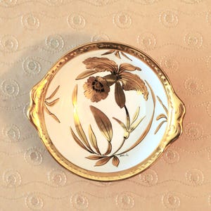 Vintage Stouffer Gold Embellish Serving Dish Golden Orchid Art Deco 1930's