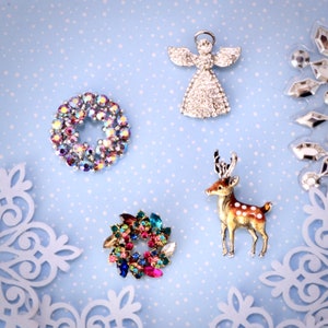 Reindeer Wreath Snowflake Angel Pins Brooch Rhinestone Holiday