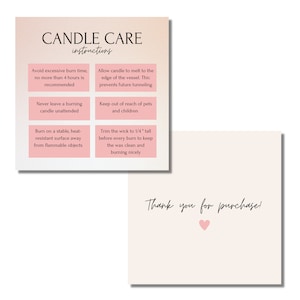 Dubbelzijdige Candle Care-kaarten - Candle Business Care-kaarten