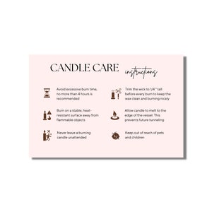 Pastel / Várias Cores - Cartões de Cuidados com Velas - Cartões de Cuidados com Velas