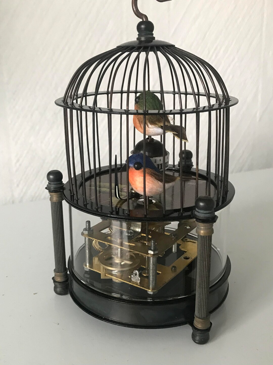 Vintage Bird Cage Automaton Clock Hand Wind Etsy