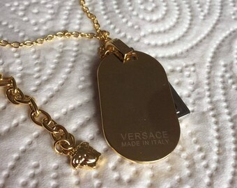 VERSACE Dog Tag Necklace Medusa Head 
