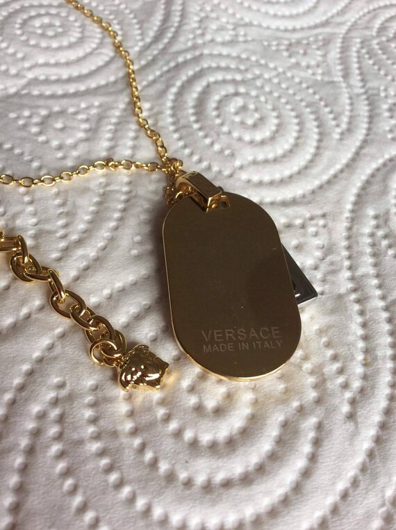VERSACE Dog Tag Necklace Medusa Head 