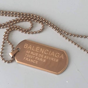 BALENCIAGA Dog Tag Necklace Authentic - Etsy