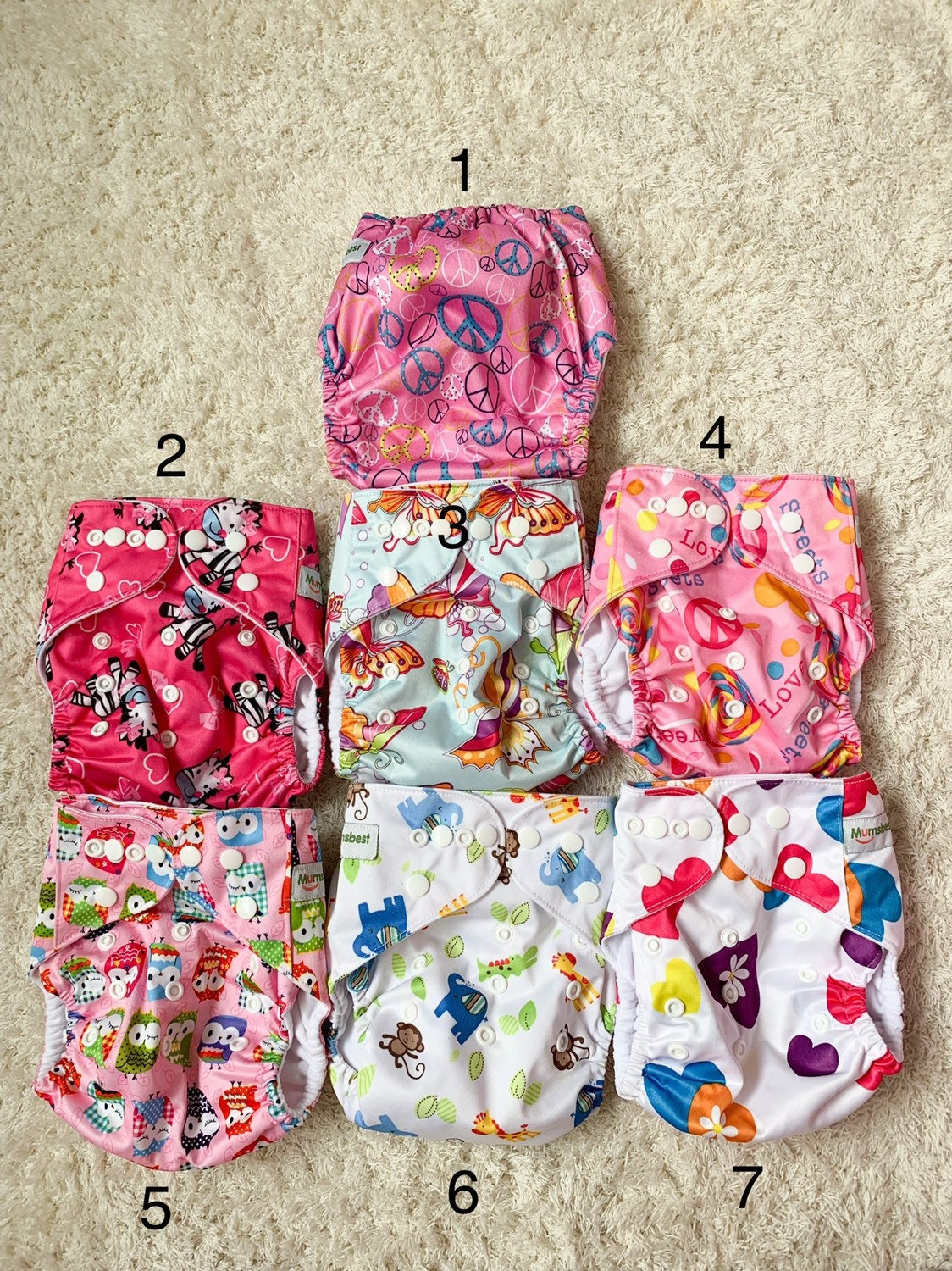 Wiederverwendbare Stoffwindeln Mit 4 Einlagen - Ökologisch & Praktisch Für Babys 3-15kg