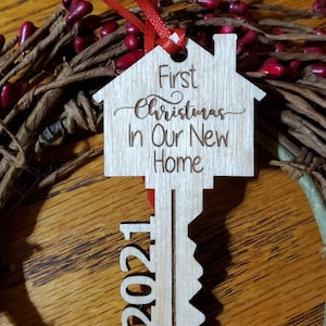 DIGITAL File for Laser Cut Wood or Acrylic First Christmas New Home Key 2023 2022 2021 Ornament NO PHYSICAL Item