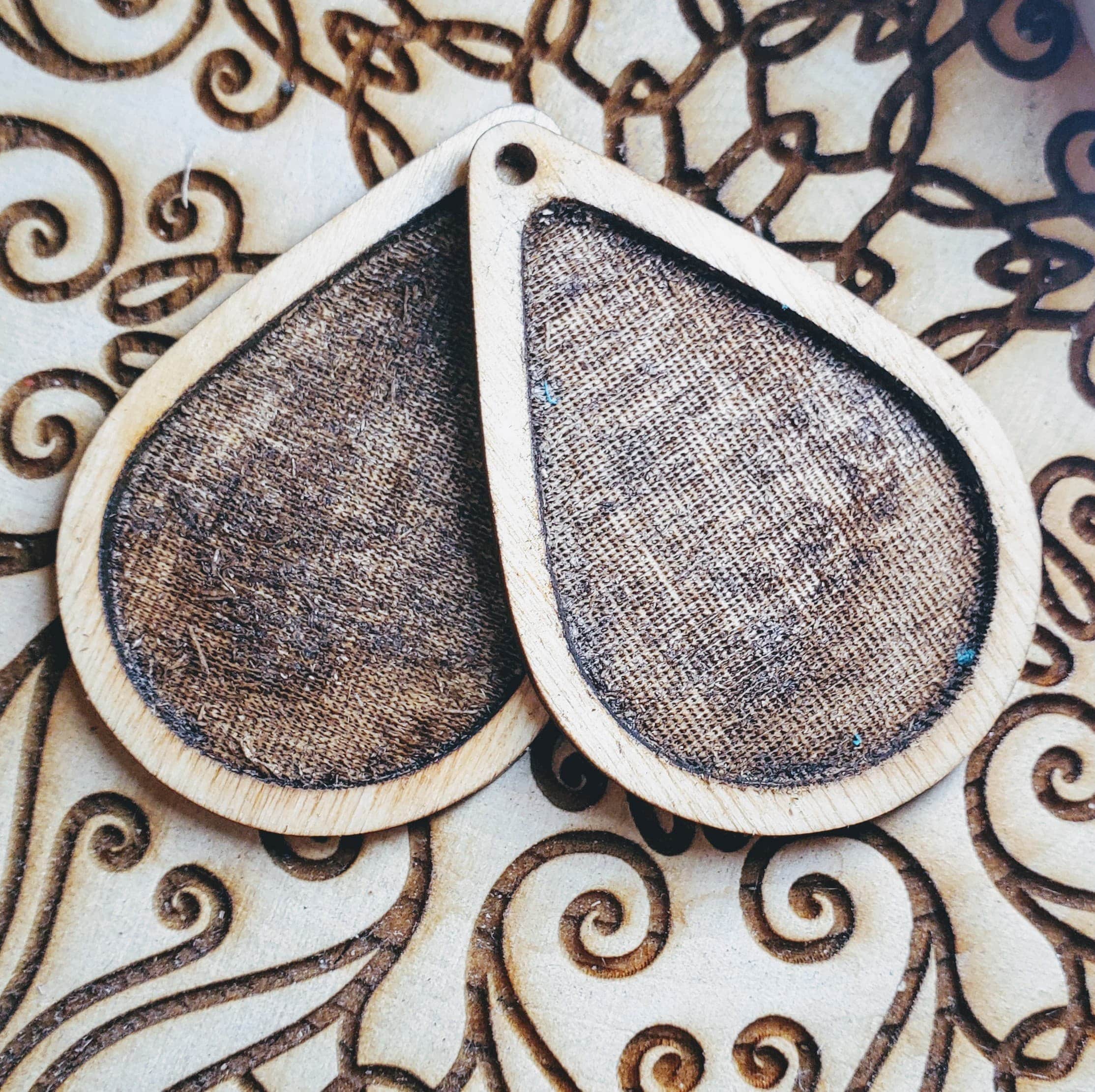 Digital File for Laser Cut Wood Teardrop Inlay Bezel Earrings Jewelry
