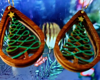 DIGITAL File for Laser Cut Wood Teardrop Christmas Tree Earring NO PHYSICAL Item