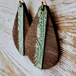 Digital File for Laser Cut Wood Teardrop Middle Inlay Bezel Earrings Jewelry