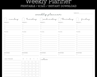 Weekly Work Planner Printable
