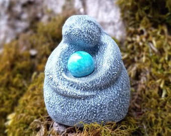 Gaia Statue - Mother Earth Goddess Statue - Miniature Earth Goddess Statue - Gaia Goddess Statue Gazing at the World