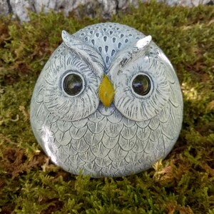 Owl Statue - Concrete Owl Statue - Chubby Whimsical Owl Statue - Wise Owl Gift - Woodland Owl Gift - Baby Owl Statue - 4"