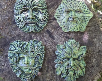 Green man Leaf Girl Face Wall Plaque Antique Reproduction