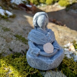 Aphrodite Goddess Statue with Rose Quartz Gemstone – Love, Passion, Healing Altar Decor - Miniature Aphrodite Goddess image 2