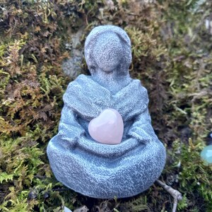 Aphrodite Goddess Statue with Rose Quartz Gemstone – Love, Passion, Healing Altar Decor - Miniature Aphrodite Goddess image 6