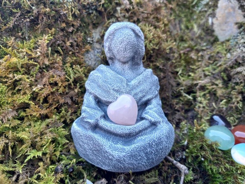 Aphrodite Goddess Statue with Rose Quartz Gemstone – Love, Passion, Healing Altar Decor - Miniature Aphrodite Goddess image 6