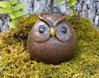 Owl Statue - Concrete Owl Statue - Chubby Whimsical Owl Statue - Wise Owl Gift - Woodland Owl Gift - Baby Owl Statue - 4"