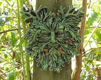 Cernunnos "The Horned One" - Antlered Celtic God - Green Man Wall Decor - Druid Tree Spirit - Greenman Plaque - Celtic Green Man