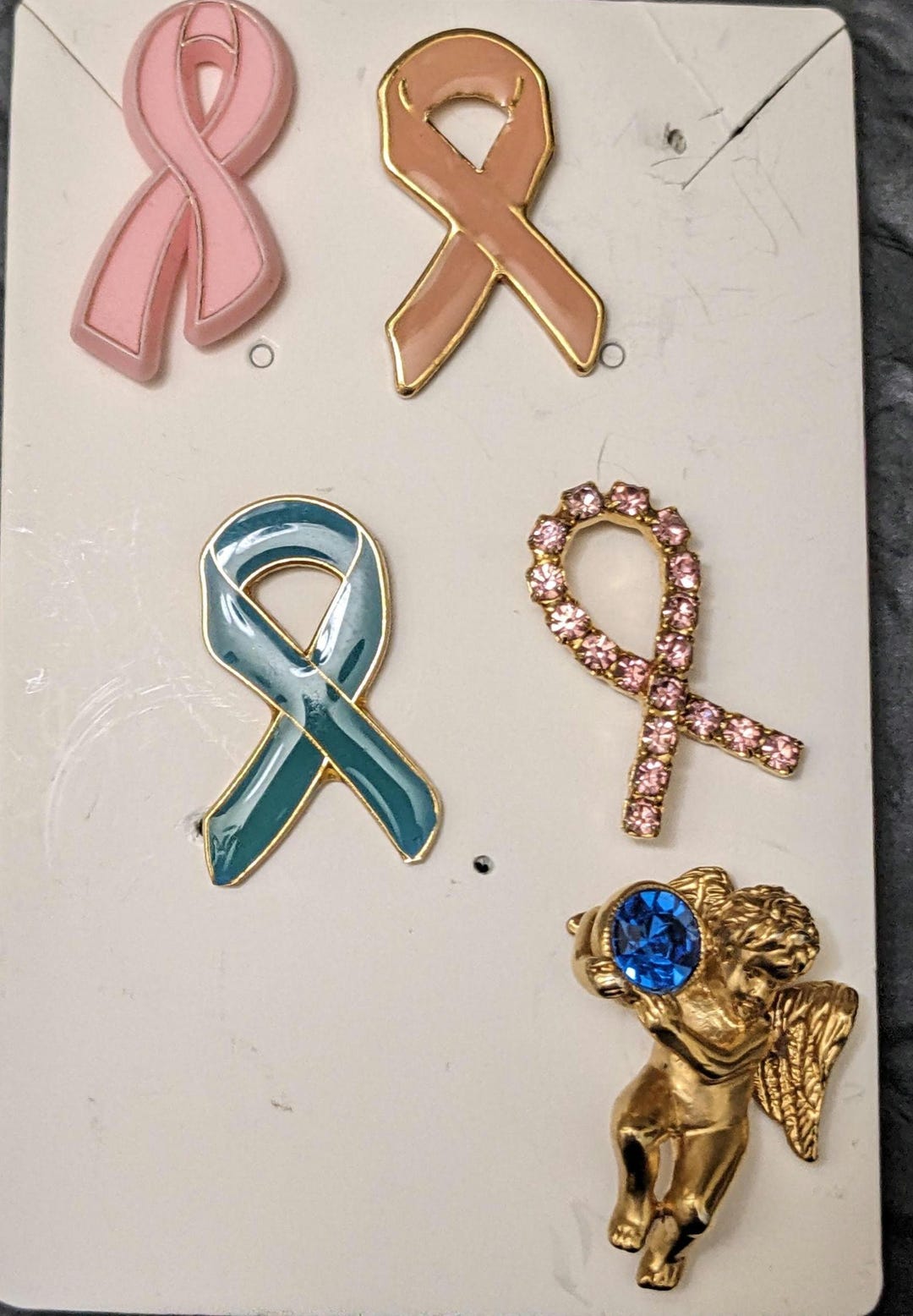 Vintage Cancer Awareness Pins and Angel Pin 3 Pink Awareness Ribbon ...