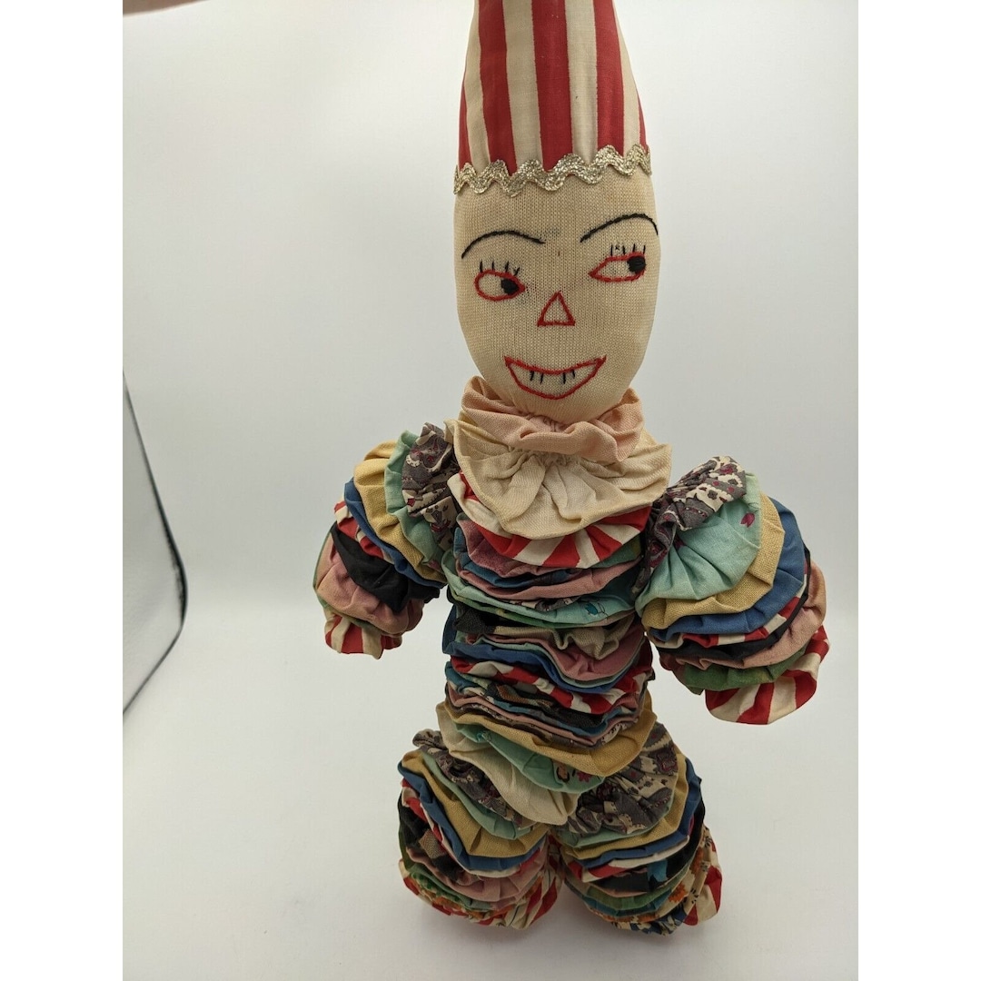 Vintage Yoyo Doll Clown Embroidery Cloth Face Doll Fabric Etsy