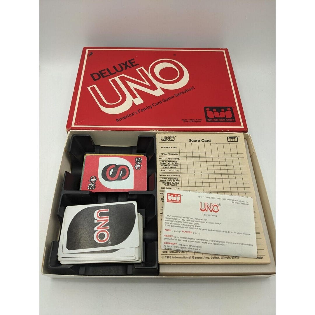 Uno Vintage 1983 International Games Card Game Score Pad Cards ...