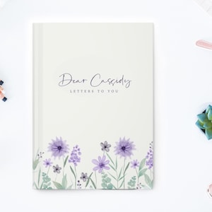 Cuaderno de tapa dura con letras personalizadas florales púrpuras para mi hija nieta, diario con nombre personalizado para hija querida, libro de diario para bebé
