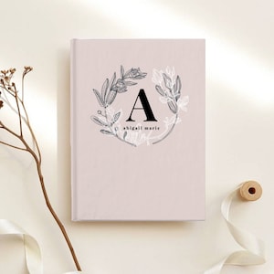 Cuaderno de tapa dura con inicial de monograma, diario de hija querida, cartas a mi hija, libro de bebé de diario personalizado, regalo de diario de cartas a mi bebé