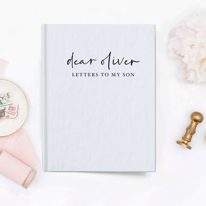 Cuaderno de tapa dura con cartas a mi hijo, diario con el nombre del querido hijo, diario personalizado, regalo de Navidad para bebé