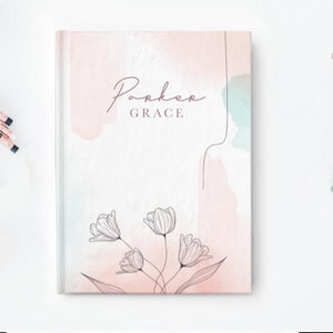 Cartas a mi hija Pastel Floral Cuaderno de tapa dura, Diario de hija querida, Diario de nombre de regalo personalizado, Libro de diario de niña bebé