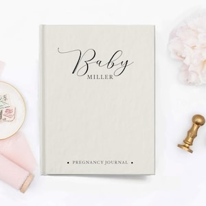 Querido diario de bebé, cartas a mi hija, cuaderno de tapa dura, querido diario de hija, diario de embarazo con nombre de bebé, regalo de libro de bebé neutro de género