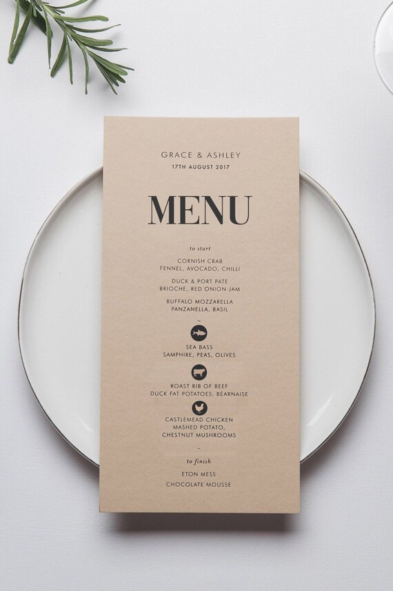 Menu Stamp Wedding Menu Stamp Menu Card Stamp Wedding Menu Etsy