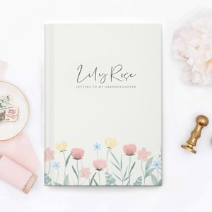 Cartas florales personalizadas a mi nieta cuaderno de tapa dura, diario de querida hija, libro de diario de nombre personalizado, libro de diario de bebé