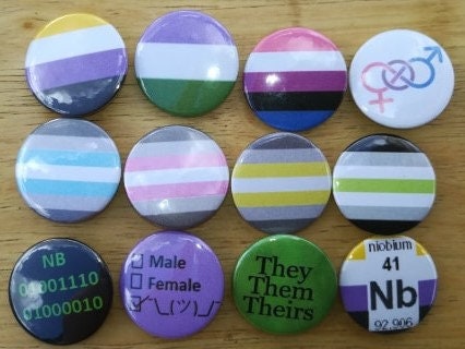 WSNANG LGBT Bisexual Pride Gift She They Brooch Non-Binary Badge Enamel...