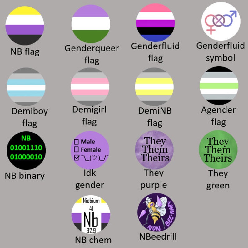 Non binary badges 25mm genderqueer gender fluid demiboy etsy
