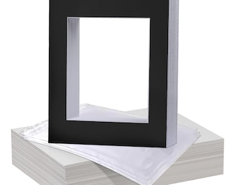 5x7 Black Picture Frame Mats with Backing Boards & Clear Bags (100 Pack)