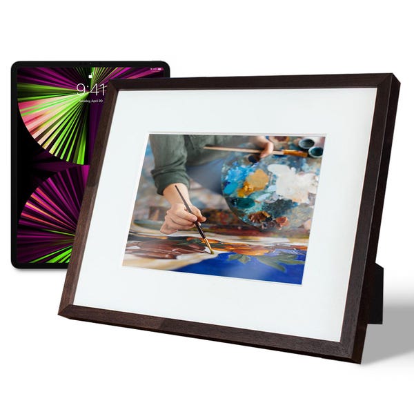 Soporte de pared para tableta iFrame / Marco de madera elegante para el hogar y la oficina / Transforma tu tableta en un marco digital decorativo