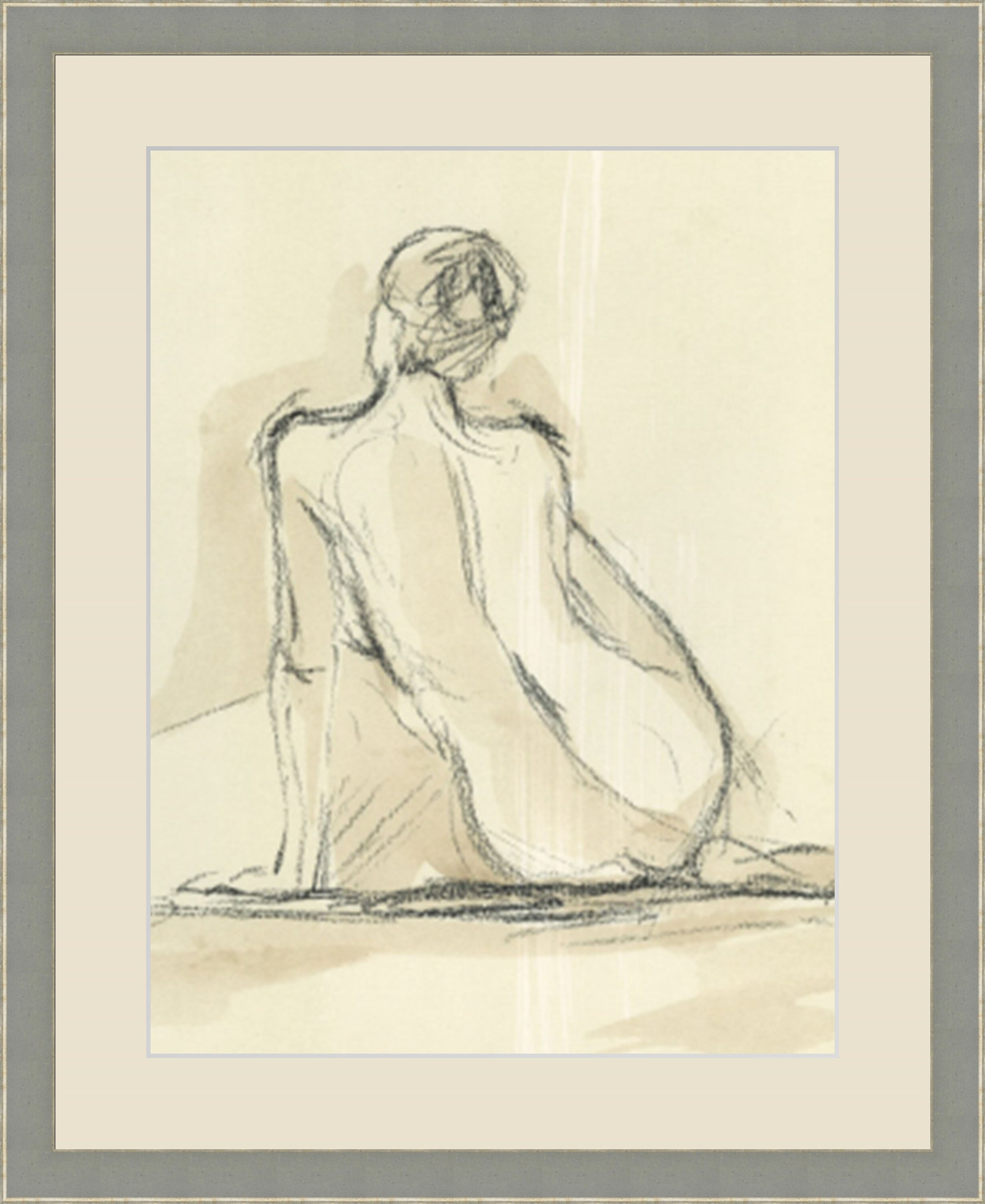 iFrame - Neutral Figure III | Contemporary Framed Artwork | Interior Accents | Natural Forms (22 x 26)