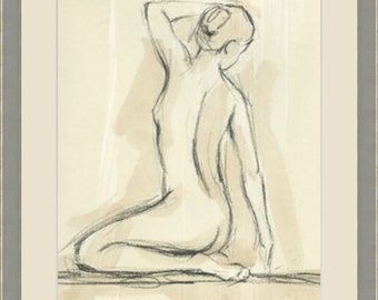 iFrame - Neutral Figure IV | Contemporary Framed Artwork | Interior Accents | Natural Forms (22 x 26)