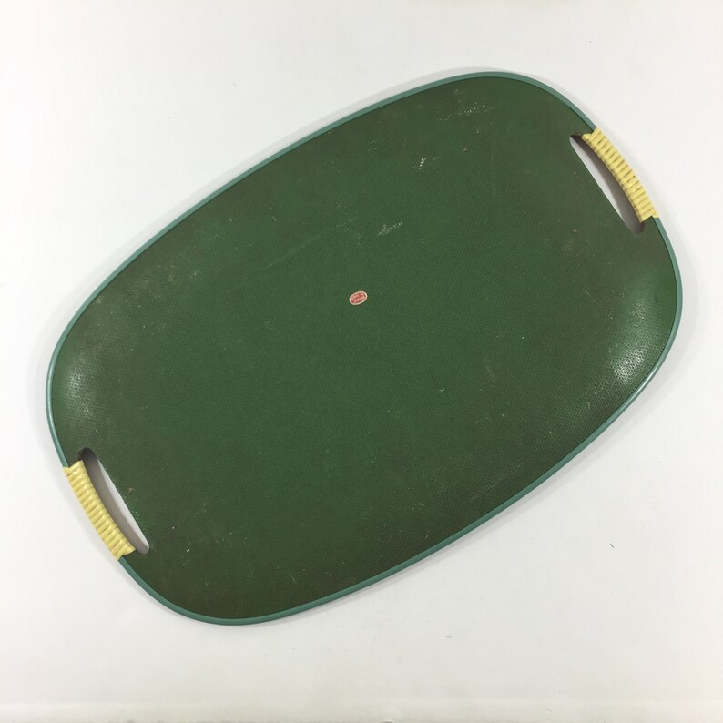 Mid century serving tray Vintage blue fiberboard Fruit oval platter Made in Japan