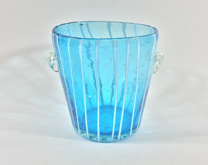 Aqua Blue Murano Art Glass ICE BUCKET Venini for Disaronno Made in