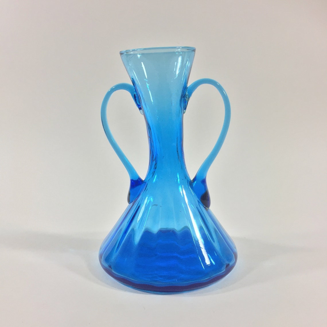 Vintage Hand Blown Blue Teal Murano Glass Vase Mid Century Etsy
