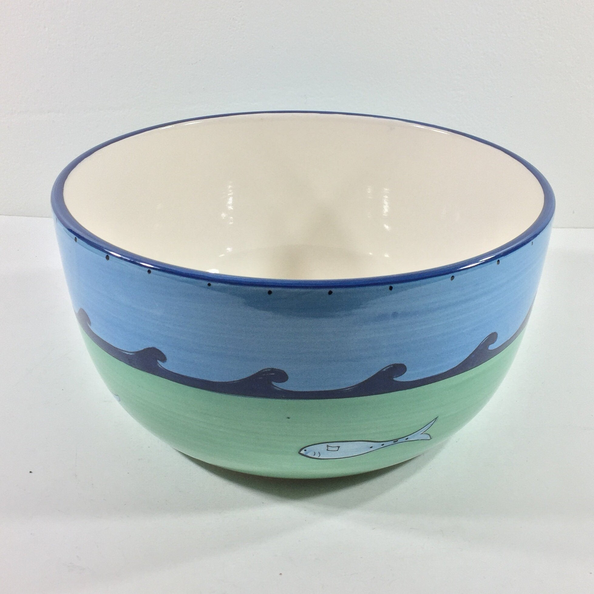 Hand painted serving bowl Signed Brushes KIC Made in China Etsy