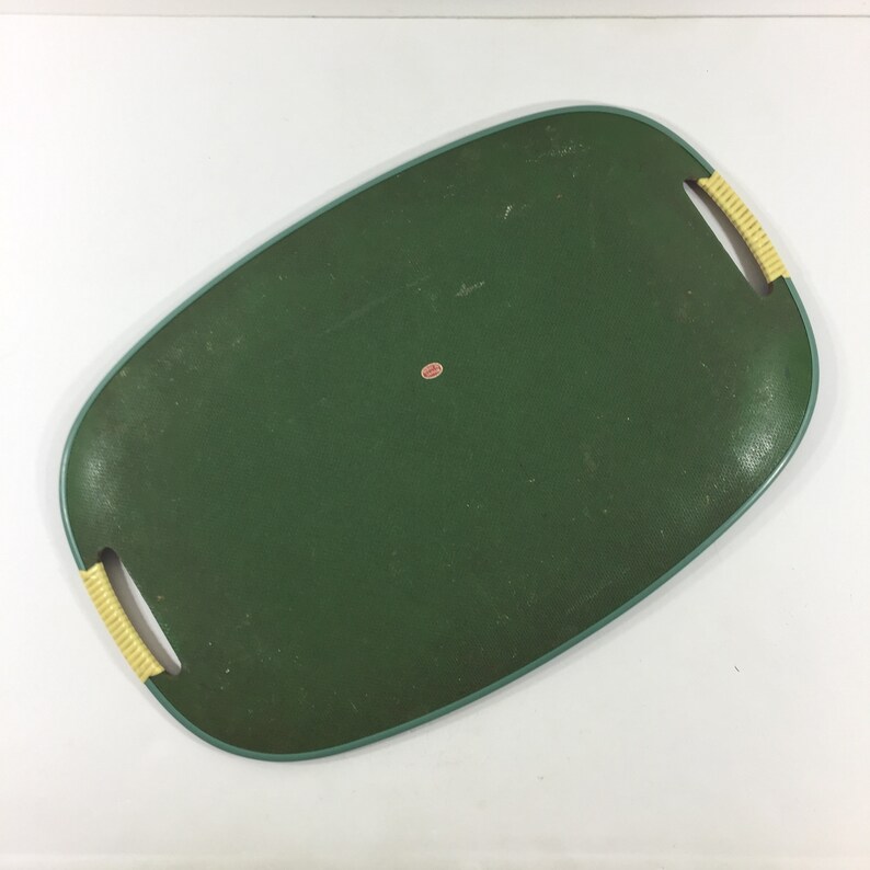 Mid century serving tray Vintage blue fiberboard Fruit oval platter Made in Japan