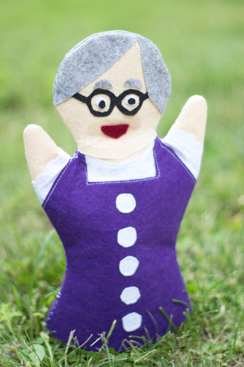 Grandma Puppet Felt Sewing Pattern for Adult Hand Puppet Step | Etsy