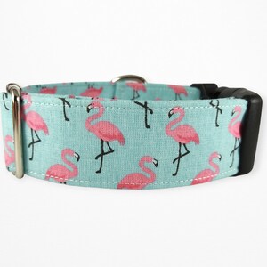 Flamingo Dog Collar , Pink dog collar , Girl dog accessory , Puppy Collar ,  Fabric handmade dog collar